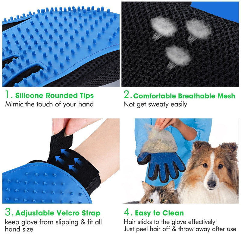 FurFlick Silicone Grooming Glove — Bath & Massage Brush for Dogs & Cats